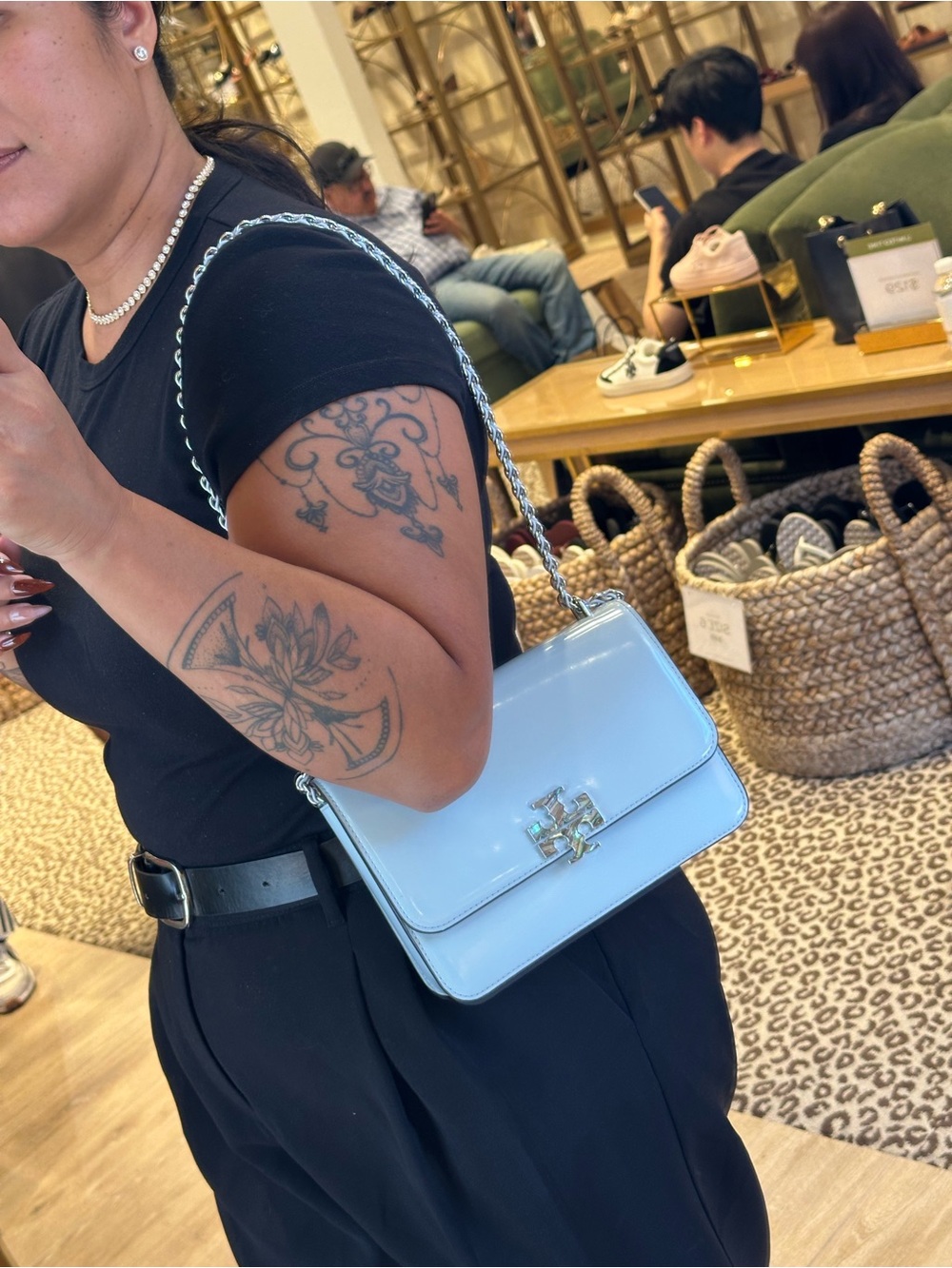 Tory Burch Baby Blue Patent Fleming Shoulder Bag